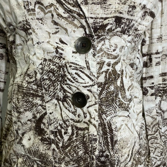 Chico's Women's Blazer Jacket Boho Cream Brown Long Sleeve Floral Pockets Sz 0 - Picture 4 of 5